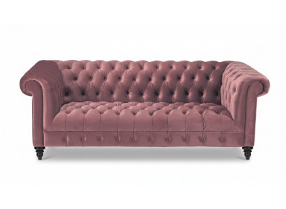 Fuchsia velvet couch luxury upholstered Chesterfield furniture sofa with buttons three-seater