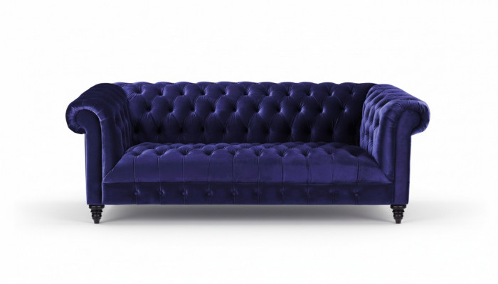 Chesterfield Lilac Velvet Couch Luxury Upholstered Furniture Sofa with Buttons Three-Seater