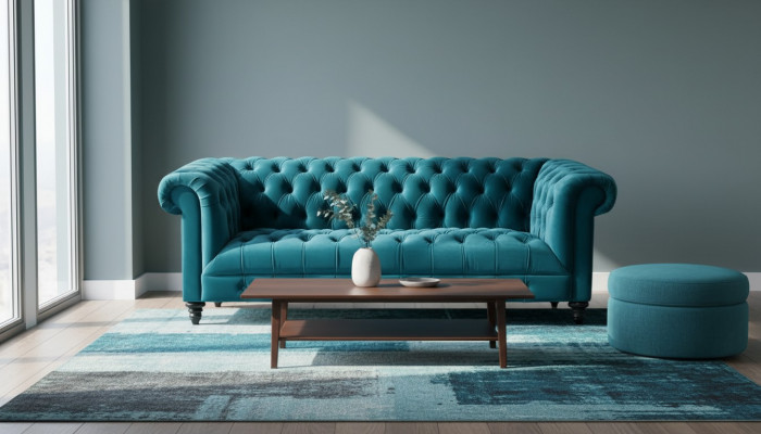 Chesterfield Turkish Velvet Couch Luxury Upholstered Furniture Sofa with Buttons Three-Seater