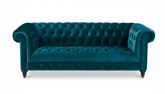Chesterfield Turkish Velvet Couch Luxury Upholstered Furniture Sofa with Buttons Three-Seater