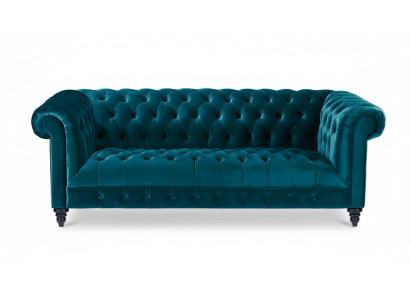 Chesterfield Turkish Velvet Couch Luxury Upholstered Furniture Sofa with Buttons Three-Seater
