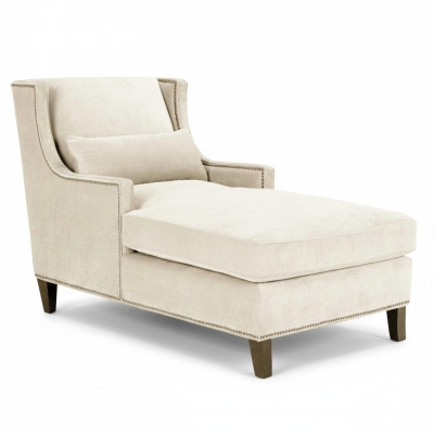 Chaise longue lounging furniture ottoman living room design sofa beige fabric lounge