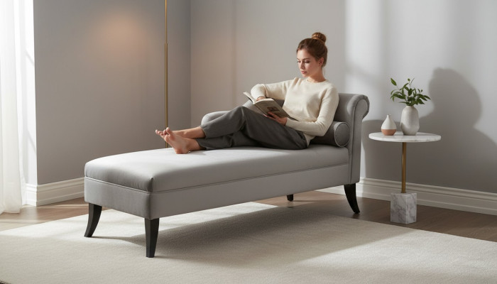Chaise longue Creative Furniture Living Room Modern Design Sofa Fabric Silver