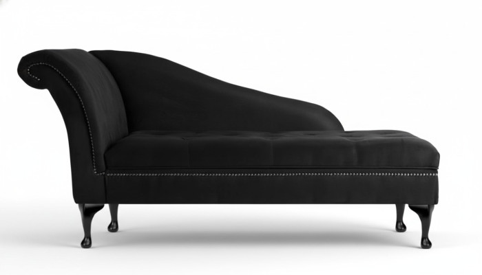 Elegant chaise longue lounge Chesterfield button-tufted velvet chaise lounge.