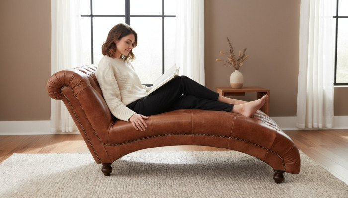 Chesterfield Brown Chaise Longue Furniture Sofa Living Room Modern