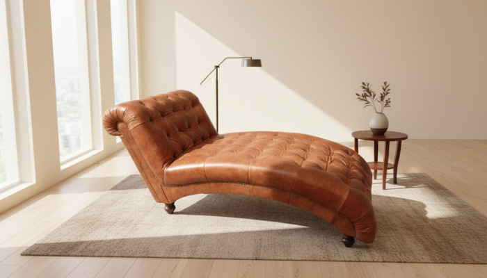 Chesterfield Brown Chaise Longue Furniture Sofa Living Room Modern