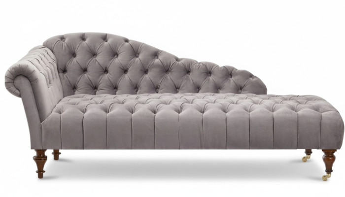 Chaise longue classic furniture beige living room sofa fabric Chesterfield
