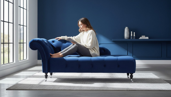 Elegant Chesterfield chaise lounges with buttons velvet chaise longue chaise.
