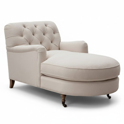 Beige Chesterfield Chaise Lounge Sofa Living Room Modern