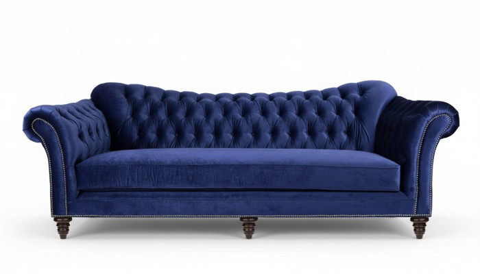 Blue Chesterfield Living Room Modern Design Couches Sofa Designer Furniture Fabric