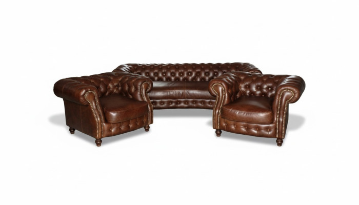 Chesterfield Brown Corner Sofa Couch Upholstery Corner Suite Living Room