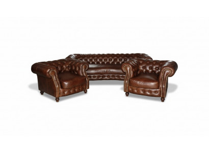 Chesterfield Brown Corner Sofa Couch Upholstery Corner Suite Living Room
