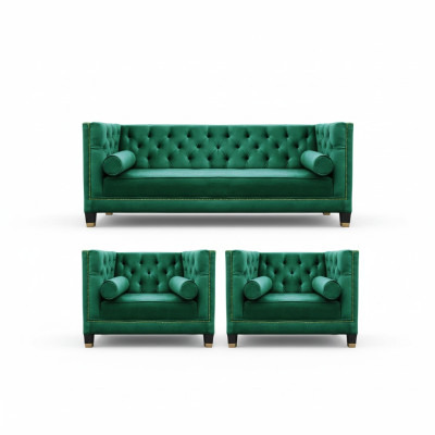 Green Chesterfield Couch Velvet Sofa Sofa Set Couches Sofas Upholstery 311-Seater