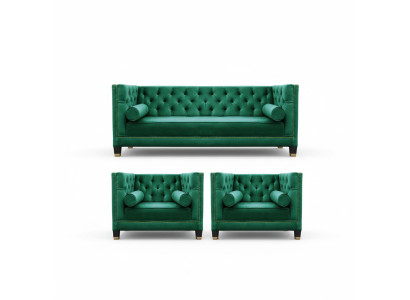 Green Chesterfield Couch Velvet Sofa Sofa Set Couches Sofas Upholstery 311-Seater