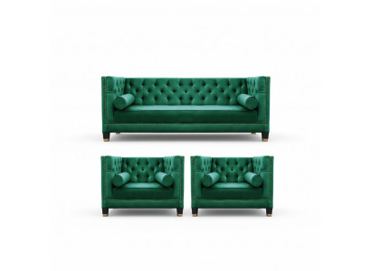 Green Chesterfield Couch Velvet Sofa Sofa Set Couches Sofas Upholstery 311-Seater