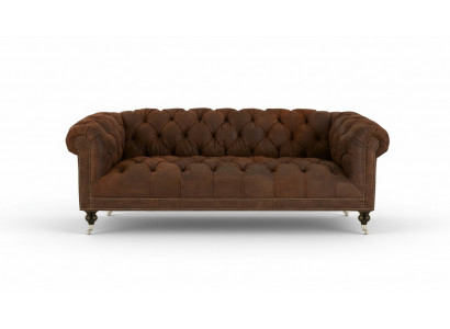 Brown three-seater Chesterfield modern design leather sofa design furniture velvet fabric