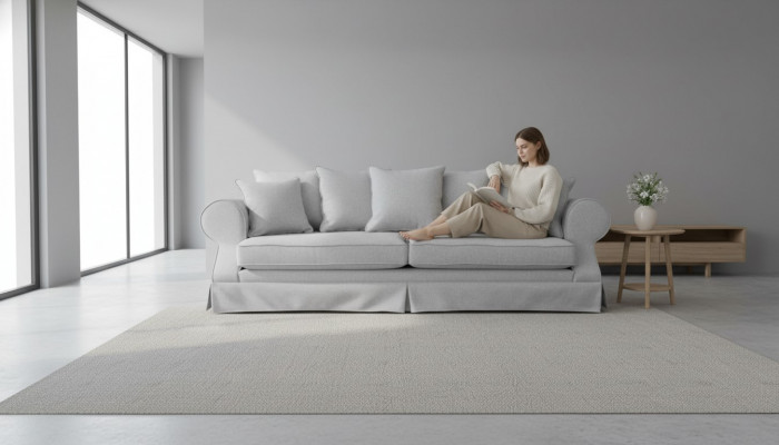 Gray three-seater sofa fabric living room design couches upholstered sofas new creative