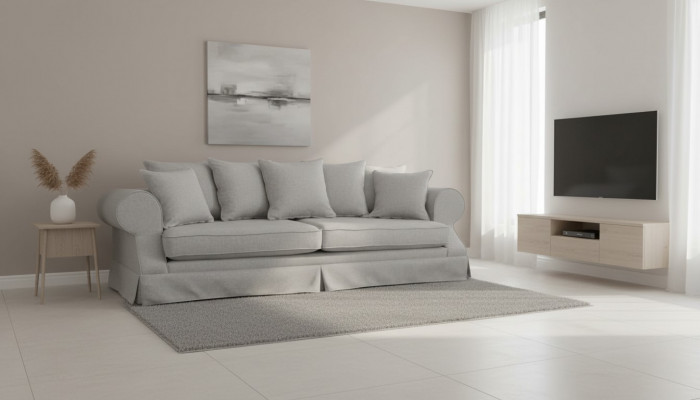 Gray three-seater sofa fabric living room design couches upholstered sofas new creative
