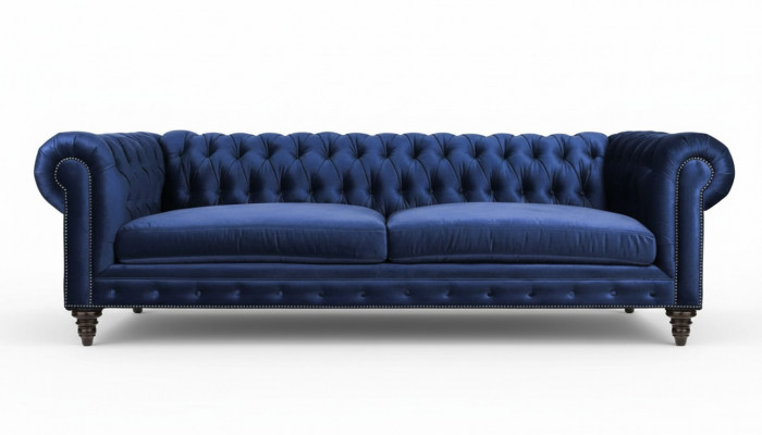 Blue Chesterfield Three-Seater Modern Design Couches Sofa Furniture Fabric Sofas New