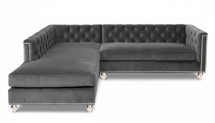 Corner sofa living landscape couch corner suite upholstered velvet fabric furniture design grey