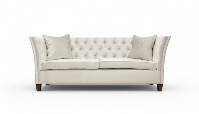Chesterfield two-seater light gray fabric living room design upholstered sofa creative