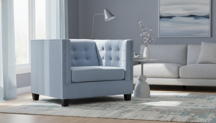 Blue Chesterfield armchair living room fabric textile creative furniture modern