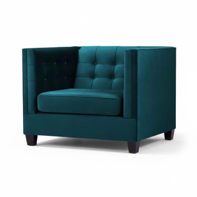 Chesterfield armchair, fabric, sea green, creative furniture, new, living room.