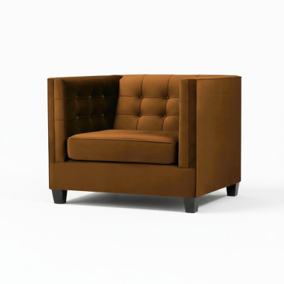 Modern Chesterfield Armchair Textile Fabric Brown Creative Furniture Living Room