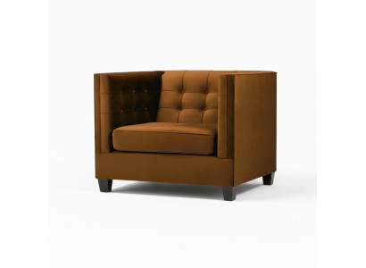 Modern Chesterfield Armchair Textile Fabric Brown Creative Furniture Living Room