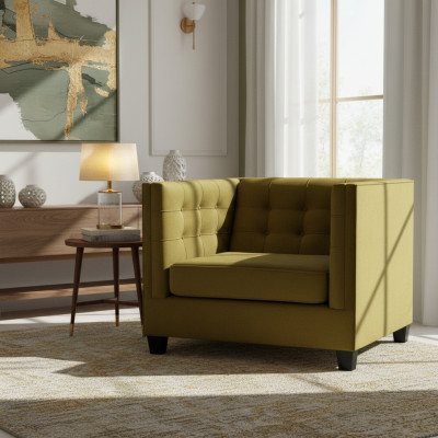 Chesterfield Armchair Textile Fabric Beige Creative Furniture New Living Room