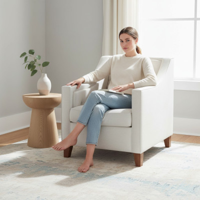 Armchair Textile Fabric White Creative Furniture New Loft Living Room Modern