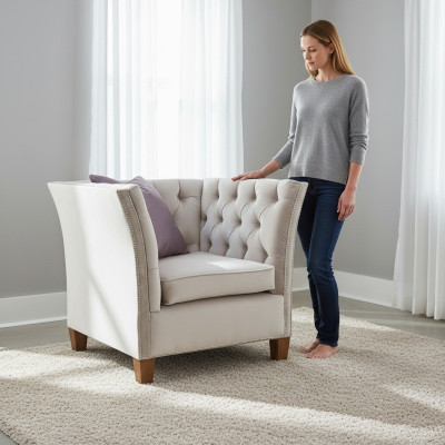 Armchair textile fabric light grey creative furniture new living room modern