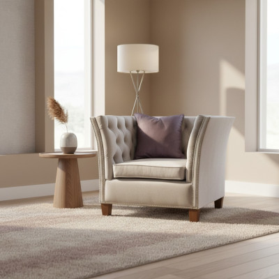 Armchair textile fabric light grey creative furniture new living room modern