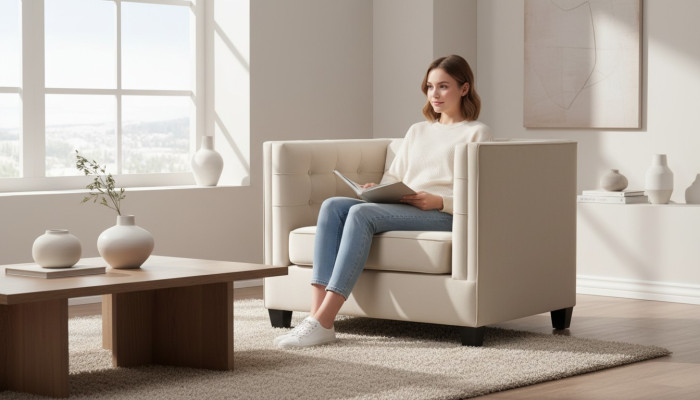 Modern Chesterfield Armchair Textile Fabric White Creative Loft Furniture New Living Room