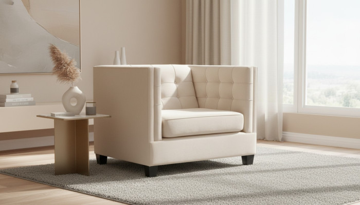 Modern Chesterfield Armchair Textile Fabric White Creative Loft Furniture New Living Room