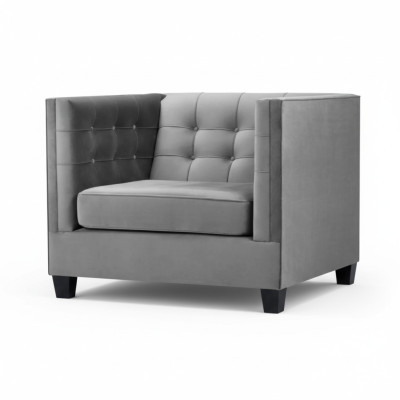 Chesterfield Armchair Textile Fabric Gray New Living Room Modern Creative