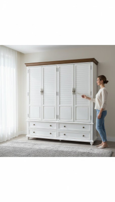 Luxury wardrobe wooden cabinet closet bedroom dressing furniture solid wood