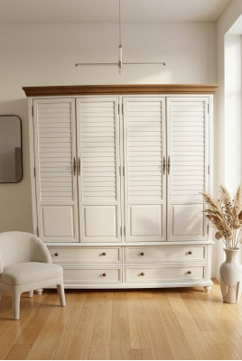 Luxury wardrobe wooden cabinet closet bedroom dressing furniture solid wood