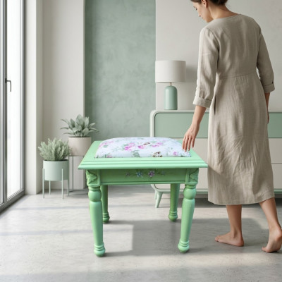 Textile stool sofa pouf upholstery side stool furniture stool stool wood seat new