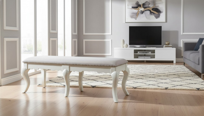 Stool Chair TV Design Upholstery Footstool Classic Textile New Ottoman