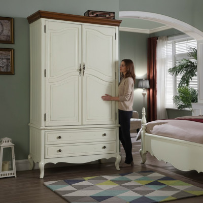Country style wardrobe design furniture cabinets bedroom white wardrobe new