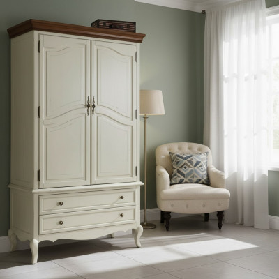 Country style wardrobe design furniture cabinets bedroom white wardrobe new