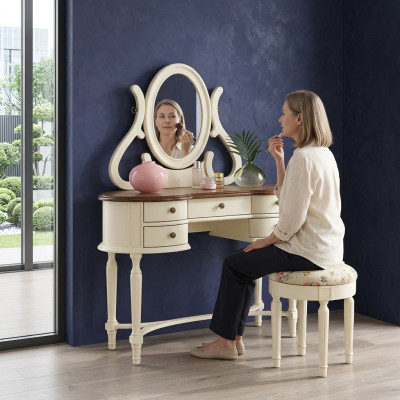 Classic Vanity Table Mirror Luxury Console Stool Make up Table Country House New