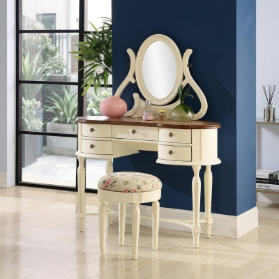 Classic Vanity Table Mirror Luxury Console Stool Make up Table Country House New