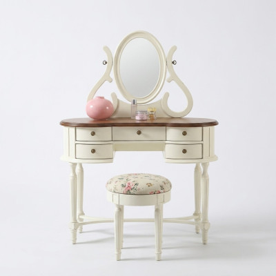 Classic Vanity Table Mirror Luxury Console Stool Make up Table Country House New