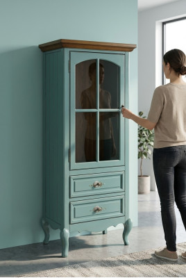 Display cabinet glass cupboard sideboard tall cabinets real wood furniture sideboards