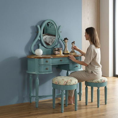 Vanity stool console dressing tables desk consoles secretary mirror 2-piece.