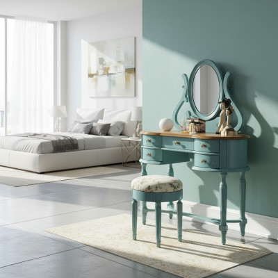 Vanity stool console dressing tables desk consoles secretary mirror 2-piece.