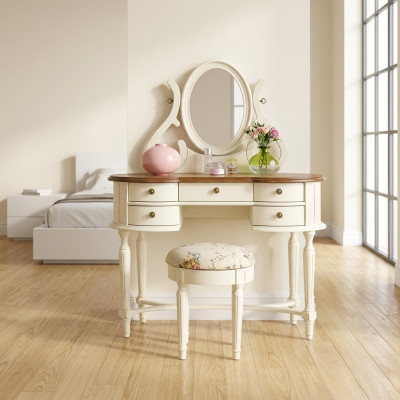 Vanity table mirror stool complete dresser bedroom country-style furniture console