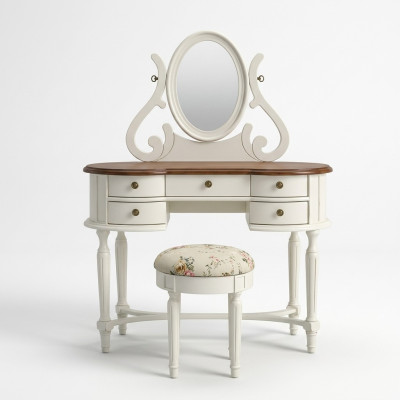 Vanity table mirror stool complete dresser bedroom country-style furniture console